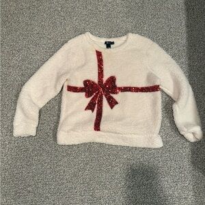 Miss Chievous Cream Sweater with Red Bow